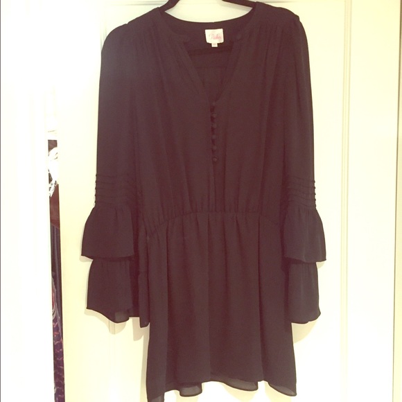 Parker Double Flare Bell Sleeve Dress