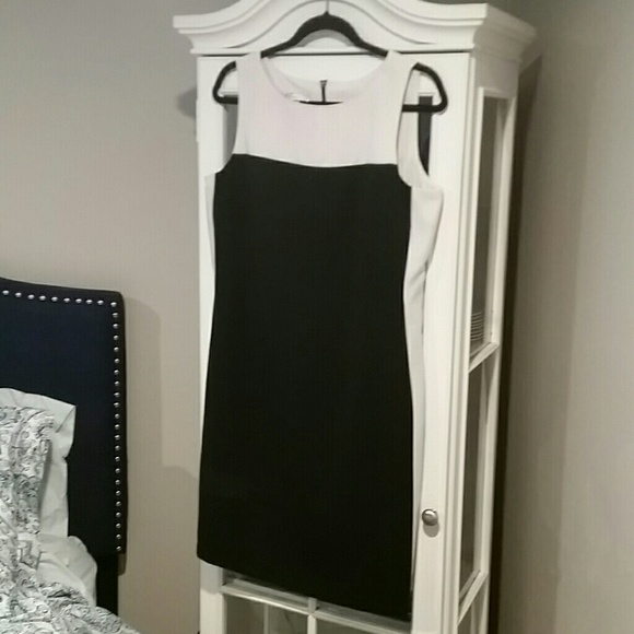 Black and white sheath dress. Zip up the back