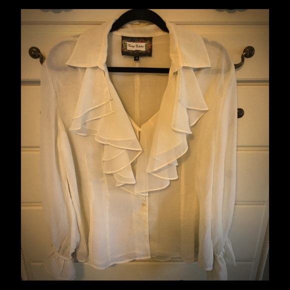 Beautiful Cream Color Ruffled Blouse - Picture 1 of 3