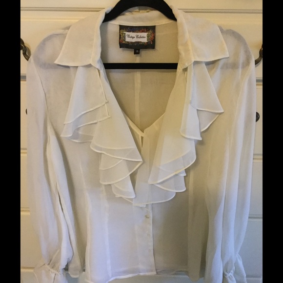 Beautiful Cream Color Ruffled Blouse - Picture 3 of 3