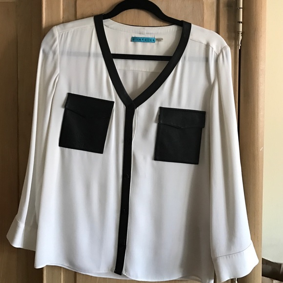 Silk and leather blouse (worn once) - Picture 2 of 3