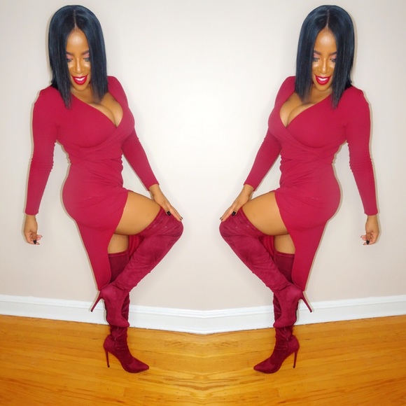 Asymmetric Choker Wrap Dress - Picture 2 of 2