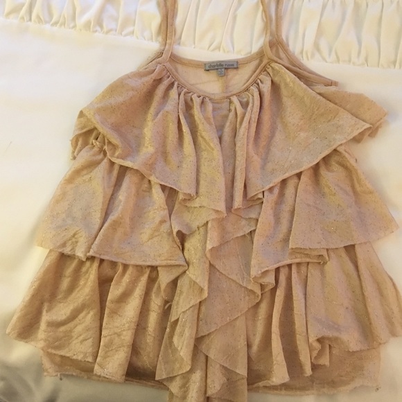 Beige, ruffled tank top