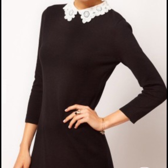 Black dress with lace collar