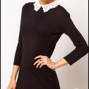 Black dress with lace collar