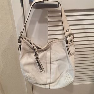 Coach leather winter white purse
