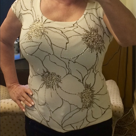 Cache Sweaters - Cache Winter White Dressy Top or Sweater