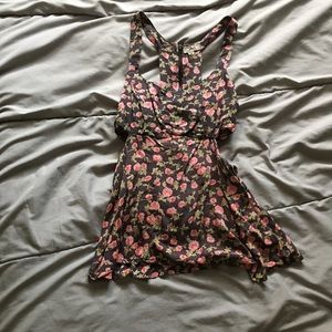 Floral print zipper back tank top