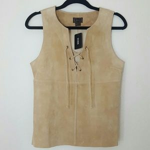 Guess Leather Lace Up Top