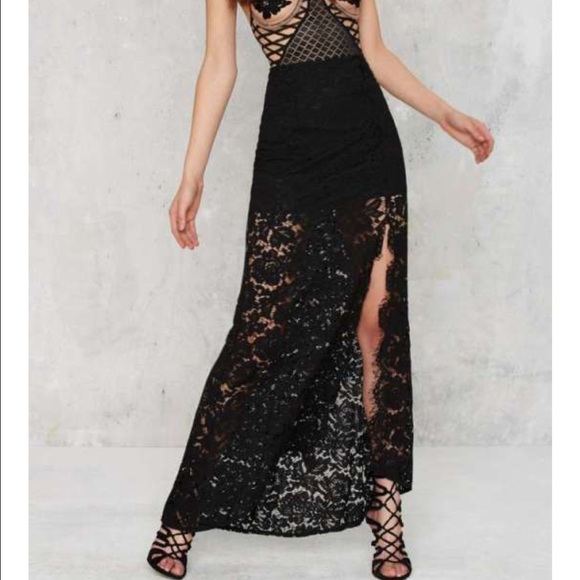 lace maxi skirt black