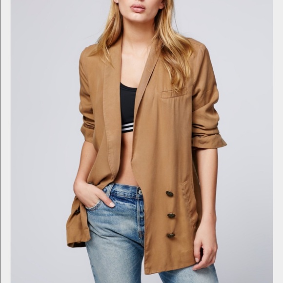 Free People NWT Slouchy Open Blazer XS brown