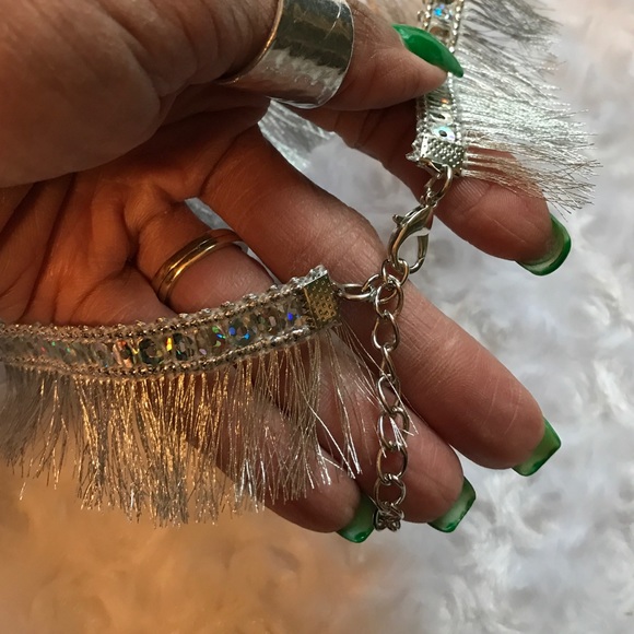 SILVER SEQUIN FRINGE CHOKER - Picture 5 of 5