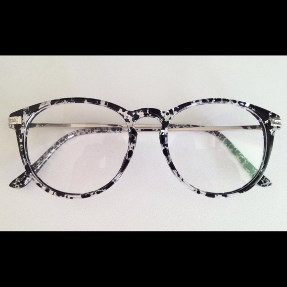 Retro style ink speckled non prescription glasses