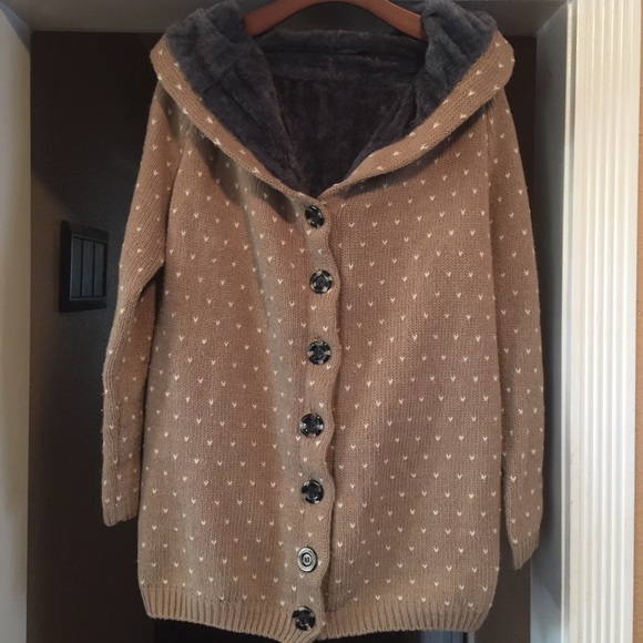 Oversized fur lined cardigan