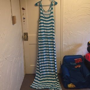 Michael Kors turquoise & white maxi dress med