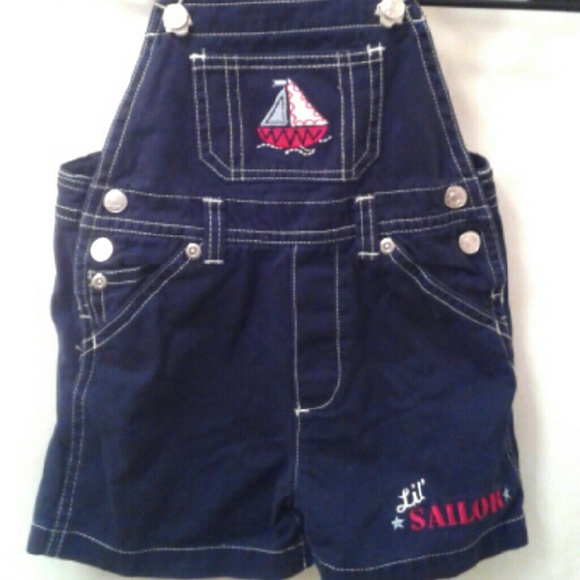 Baby Boy Blue Denim Overalls 18M Lil Sailor - Picture 2 of 4