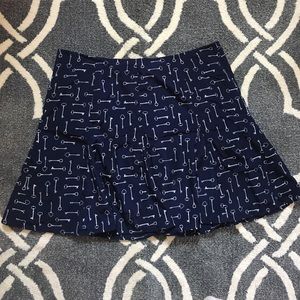 Navy Skeleton Key Patterned Skirt