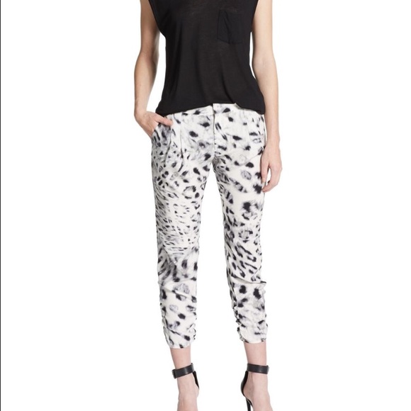 Parker Pants - PARKER SILK LEOPARD RUCHED PANTS