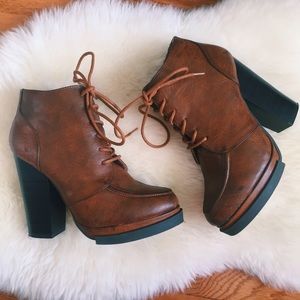 Brown lace up boots