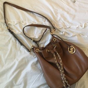 Michael Kors "Frankie" Drawstring Purse - Brown