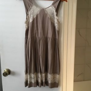 Free People taupe dress with lace details