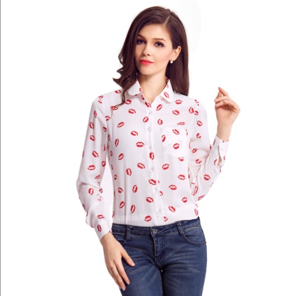 Blouse XS kiss chiffon long sleeve