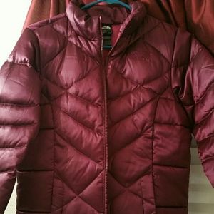 NORTH FACE burgundy down jacket, size 14-16