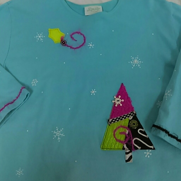 Petal Bay Collection Turquoise Christmas Sweater S - Picture 2 of 3