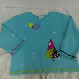 Petal Bay Collection Turquoise Christmas Sweater S