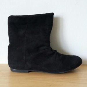 Slouchy black suede booties