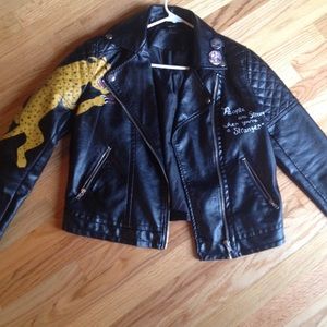 Faux leather punk biker Jacket