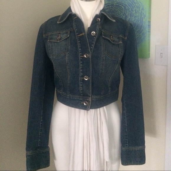 Ann Taylor Loft crop waste Jean jacket