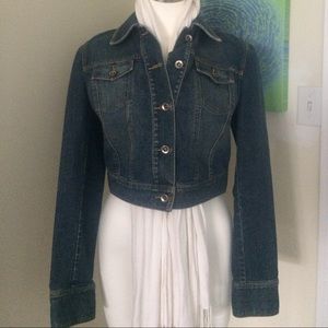 Ann Taylor Loft crop waste Jean jacket