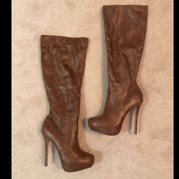 Brown heeled boots