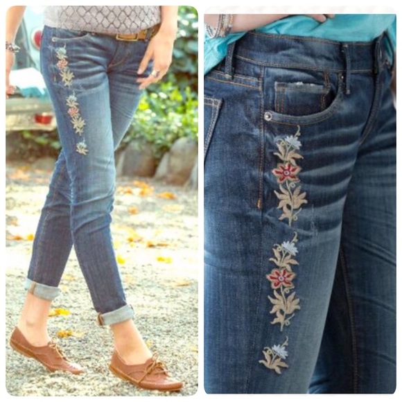 driftwood embroidered jeans