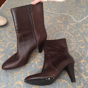 Chocolate Leather coach booties