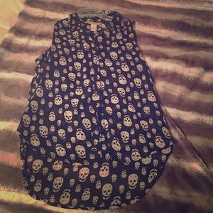 Sheer sleeveless skull top