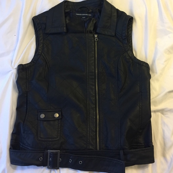 French Connection Jackets & Blazers - French Connection Faux leather black vest