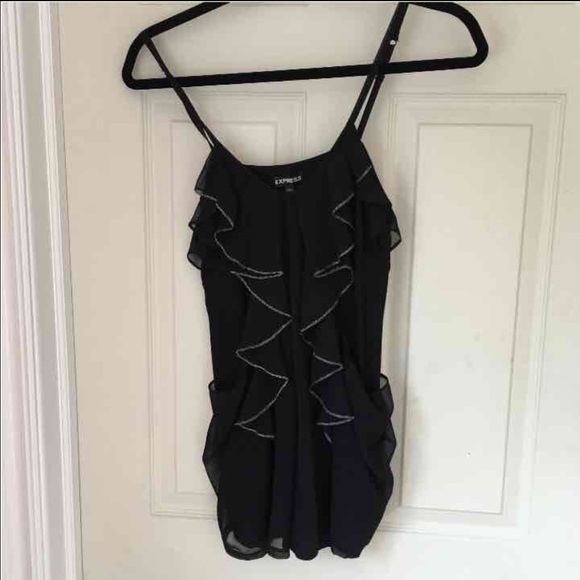 Express Black Ruffle Tank