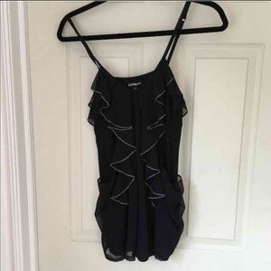 Express Black Ruffle Tank