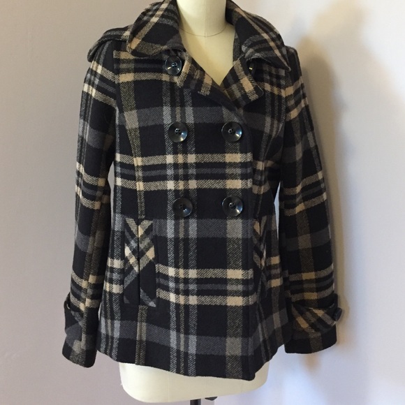 Shyla plaid fall winter cute hooded coat sz 6