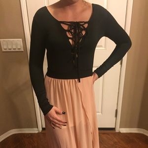 Black lace up bodysuit