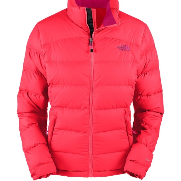 Pink north face winter jacket