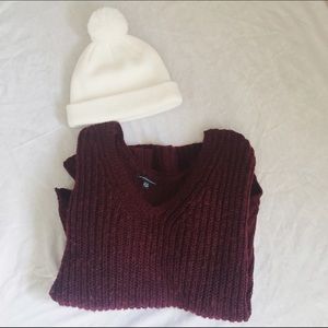 Cozy Maroon Sweater with Zipper Detail