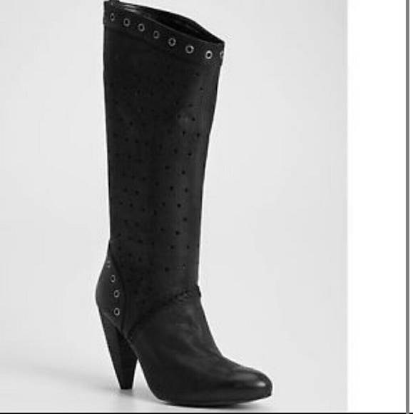 Guess Black Gwardor Leather Cowboy Heel Boots 10M - Picture 1 of 4