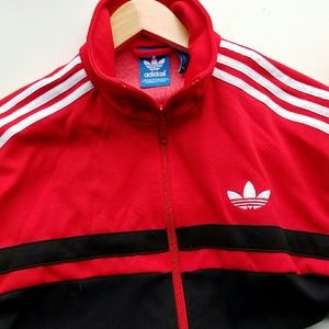 red black and white adidas jacket