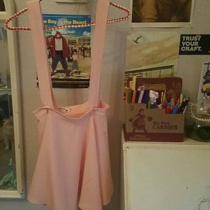 Peach high waisted suspender skirt