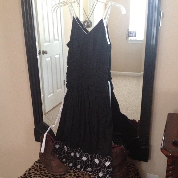 Black cotton flower dress
