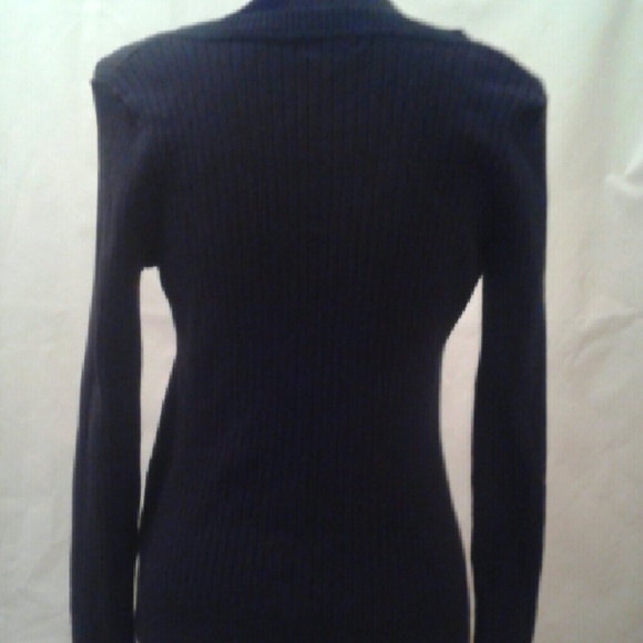 Black Cable Knit V-neck Sweater Top Merona Woman's - Picture 3 of 4