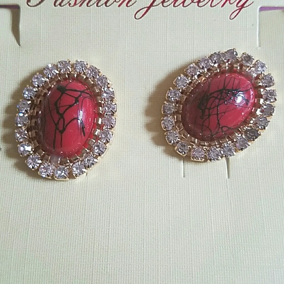 Faux Jasper Pave Crystal Three Pc Jewelry Set NWT - Picture 4 of 4